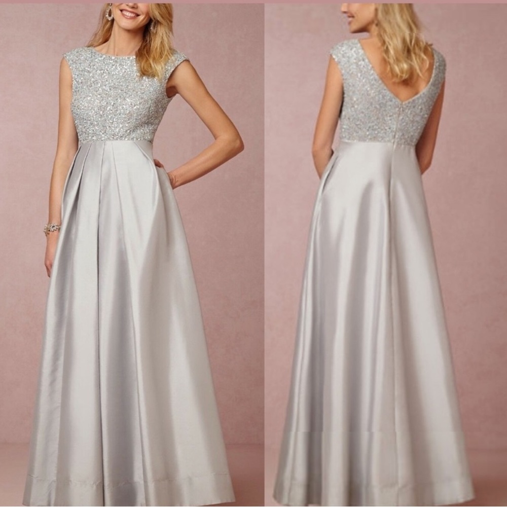 Aidan Mattox beaded bodice sleeveless long evening Gown